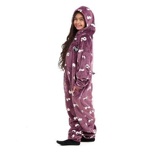 Snuggs Kids Blanket Onesie Mauve Eyes